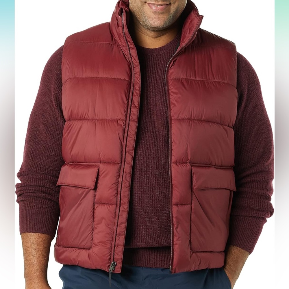 Amazon Essentials Men's Water-Resistant Sherpa-Lined Puffer Vest